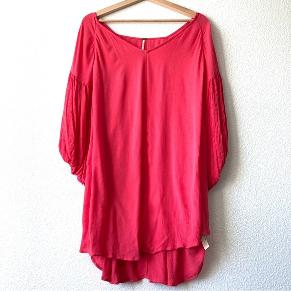 Free People Flowy Oversize Tunic Top Xs Rayon Billowy Sleeves Boho - Picture 3 of 16